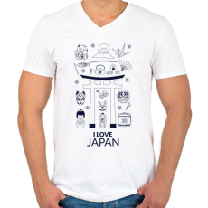 PRINTFASHION I LOVE JAPAN 5 - Férfi V-nyakú póló - Fehér