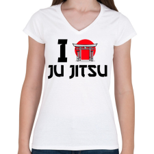PRINTFASHION I love Ju Jitsu - Női V-nyakú póló - Fehér női póló
