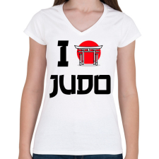 PRINTFASHION I love Judo - Női V-nyakú póló - Fehér női póló