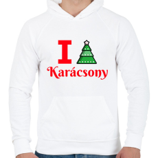 PRINTFASHION I love Karácsony  - Férfi kapucnis pulóver - Fehér