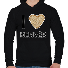 PRINTFASHION I love kenyér - Férfi kapucnis pulóver - Fekete férfi pulóver, kardigán