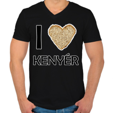 PRINTFASHION I love kenyér - Férfi V-nyakú póló - Fekete