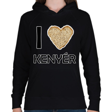 PRINTFASHION I love kenyér - Női kapucnis pulóver - Fekete