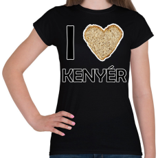 PRINTFASHION I love kenyér - Női póló - Fekete