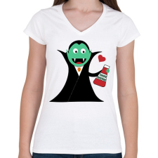 PRINTFASHION I love Ketchup - Női V-nyakú póló - Fehér női póló