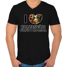 PRINTFASHION I love Kolozsvári töltött káposzta - Férfi V-nyakú póló - Fekete