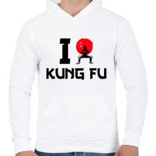PRINTFASHION I love Kung Fu - Férfi kapucnis pulóver - Fehér férfi pulóver, kardigán