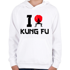 PRINTFASHION I love Kung Fu - Gyerek kapucnis pulóver - Fehér