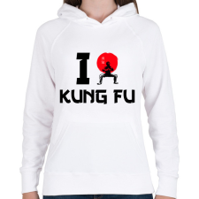 PRINTFASHION I love Kung Fu - Női kapucnis pulóver - Fehér női pulóver, kardigán