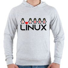 PRINTFASHION I love linux - Férfi kapucnis pulóver - Sport szürke férfi pulóver, kardigán