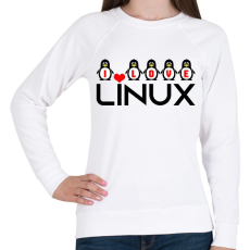 PRINTFASHION I love linux - Női pulóver - Fehér