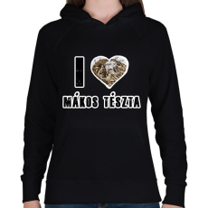 PRINTFASHION I Love Mákos Tészta - Női kapucnis pulóver - Fekete