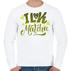 PRINTFASHION I love matcha - Férfi pulóver - Fehér