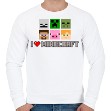 PRINTFASHION i love minecraft - Férfi pulóver - Fehér férfi pulóver, kardigán