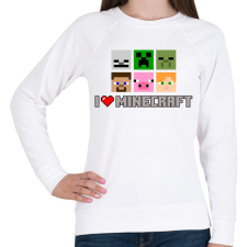 PRINTFASHION i love minecraft - Női pulóver - Fehér női pulóver, kardigán