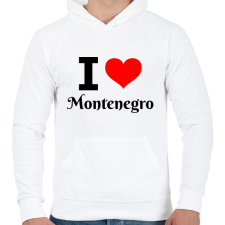 PRINTFASHION I love Montenegro - Férfi kapucnis pulóver - Fehér férfi pulóver, kardigán