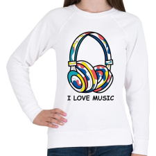 PRINTFASHION i love music  - Női pulóver - Fehér női pulóver, kardigán