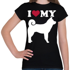 PRINTFASHION I Love My Akita - Női póló - Fekete női póló