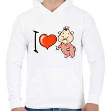PRINTFASHION I love my baby - Férfi kapucnis pulóver - Fehér férfi pulóver, kardigán