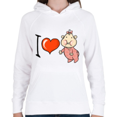PRINTFASHION I love my baby - Női kapucnis pulóver - Fehér