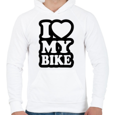 PRINTFASHION I love my bike - Férfi kapucnis pulóver - Fehér