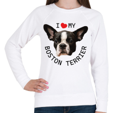 PRINTFASHION I love my Boston Terrier - Női pulóver - Fehér női pulóver, kardigán