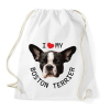 PRINTFASHION I love my Boston Terrier - Sportzsák, Tornazsák - Fehér