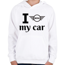 PRINTFASHION I love my car - Gyerek kapucnis pulóver - Fehér gyerek pulóver, kardigán