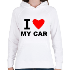 PRINTFASHION I love my car - Női kapucnis pulóver - Fehér női pulóver, kardigán