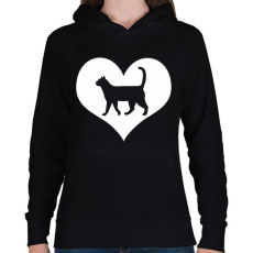 PRINTFASHION I love my cat - Női kapucnis pulóver - Fekete