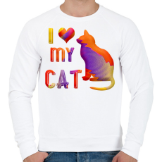 PRINTFASHION I love my cat - Szeretem a macskámat - Férfi pulóver - Fehér