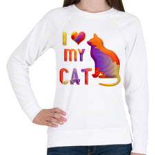 PRINTFASHION I love my cat - Szeretem a macskámat - Női pulóver - Fehér női pulóver, kardigán