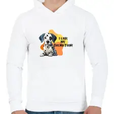 PRINTFASHION I love my dalmatian - Férfi kapucnis pulóver - Fehér férfi pulóver, kardigán