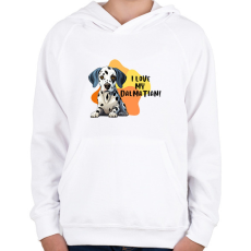 PRINTFASHION I love my dalmatian - Gyerek kapucnis pulóver - Fehér