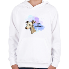 PRINTFASHION I love my greyhound - Gyerek kapucnis pulóver - Fehér