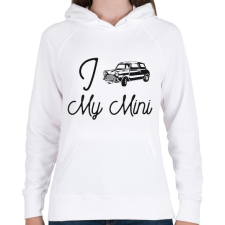 PRINTFASHION I love my Mini - Női kapucnis pulóver - Fehér női pulóver, kardigán