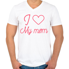 PRINTFASHION I love my mom - Férfi V-nyakú póló - Fehér férfi póló