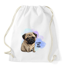 PRINTFASHION I love my pug - Sportzsák, Tornazsák - Fehér tornazsák