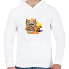PRINTFASHION I love my yorkie - Férfi kapucnis pulóver - Fehér