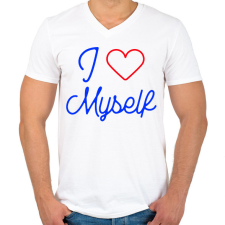 PRINTFASHION I love myself 2 - Férfi V-nyakú póló - Fehér férfi póló