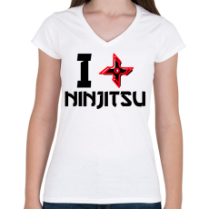PRINTFASHION I love Ninjutsu - Női V-nyakú póló - Fehér