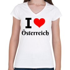 PRINTFASHION I love Österreich - Női V-nyakú póló - Fehér női póló