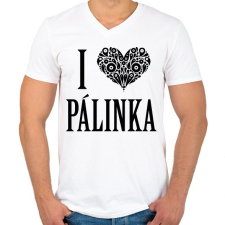 PRINTFASHION I Love Pálinka - Férfi V-nyakú póló - Fehér férfi póló