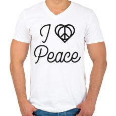 PRINTFASHION I love peace - Férfi V-nyakú póló - Fehér