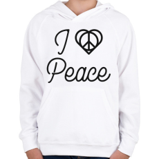PRINTFASHION I love peace - Gyerek kapucnis pulóver - Fehér