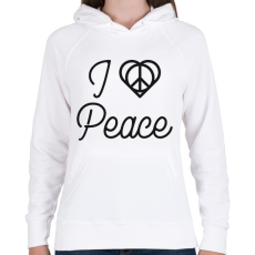 PRINTFASHION I love peace - Női kapucnis pulóver - Fehér