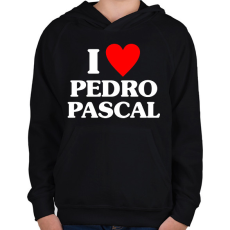PRINTFASHION I Love Pedro Pascal - Gyerek kapucnis pulóver - Fekete