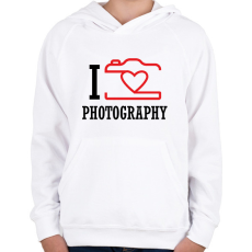 PRINTFASHION I love photography (black) - Gyerek kapucnis pulóver - Fehér