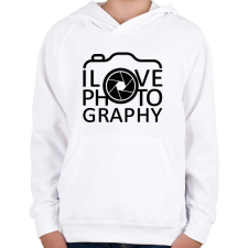 PRINTFASHION I love photography - Gyerek kapucnis pulóver - Fehér gyerek pulóver, kardigán