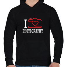 PRINTFASHION I love photography (white) - Férfi kapucnis pulóver - Fekete